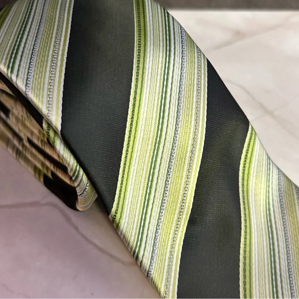 Calm & Cool Striped Green and Black 57” Tie